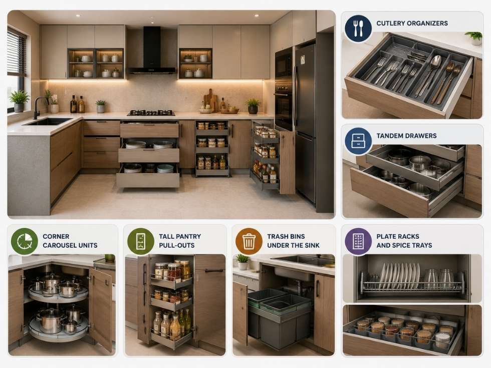 Contemporary modular kitchen storage tips - Beautiful Homes