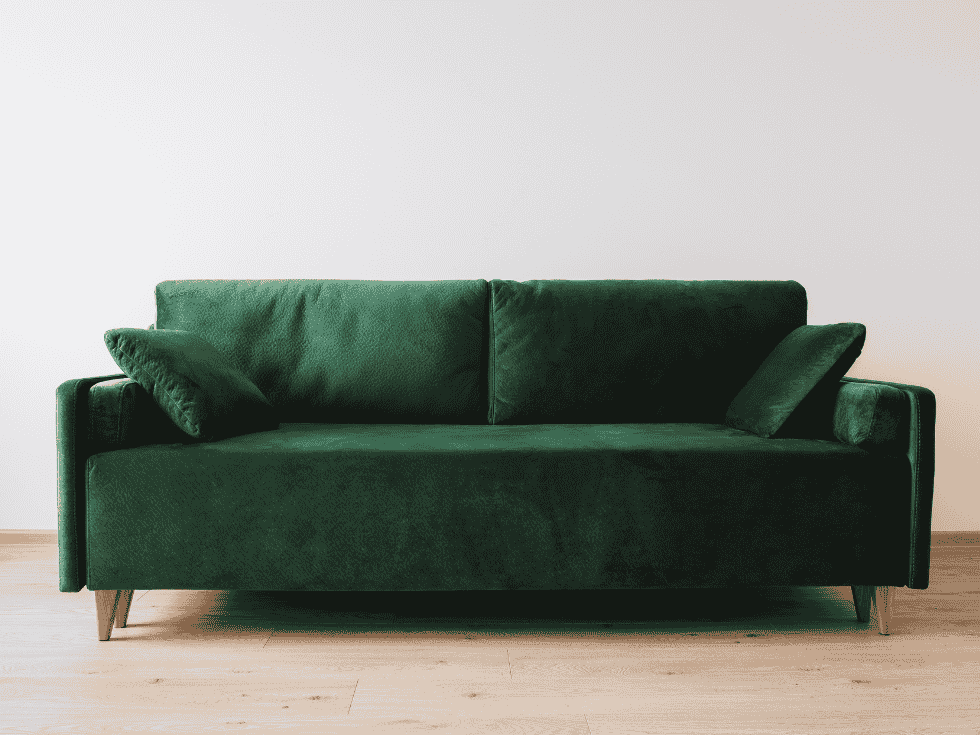 Modern Green Sofa With Wooden Legs On Light Flooring - Beautiful Homes