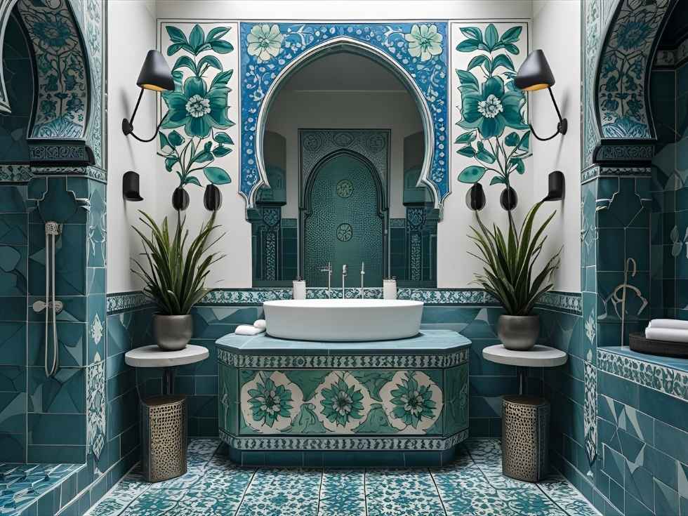 Moroccan Tiles With Big Floral Patterns - Beautiful Homes