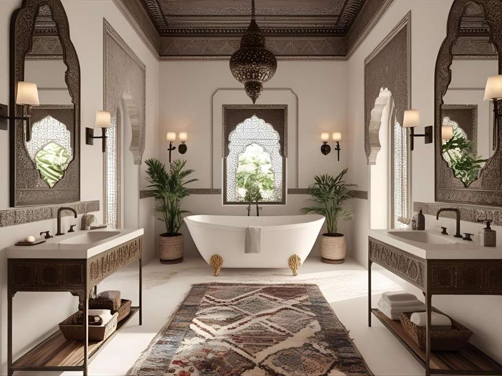 Neutral Moroccan Bathroom Design Ideas - Beautiful Homes