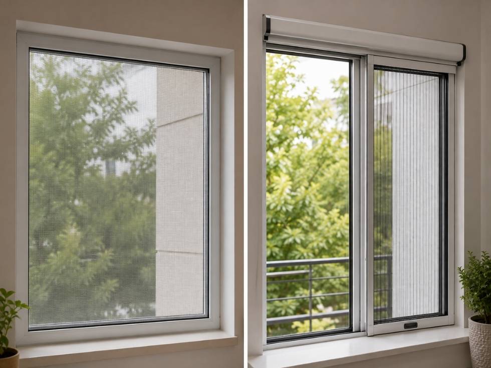 Fixed and sliding mosquito screens installed on different types of uPVC windows - Beautiful Homes