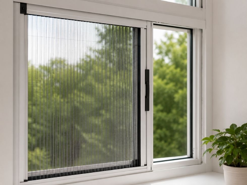 Sliding mosquito mesh screen installed on a uPVC window frame - Beautiful Homes