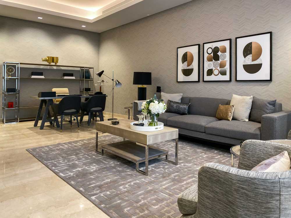Multipurpose living room design interesting pieces in black and gold - Beautiful Homes