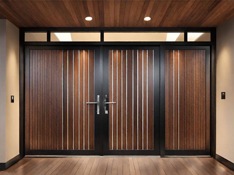 Metal and Wood Combo Panel Door Design - Beautiful Homes