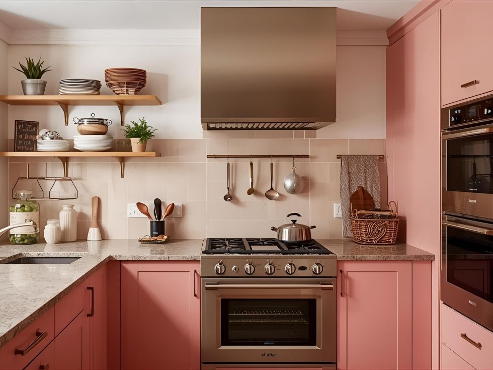 Modern pink kitchen units - Beautiful Homes