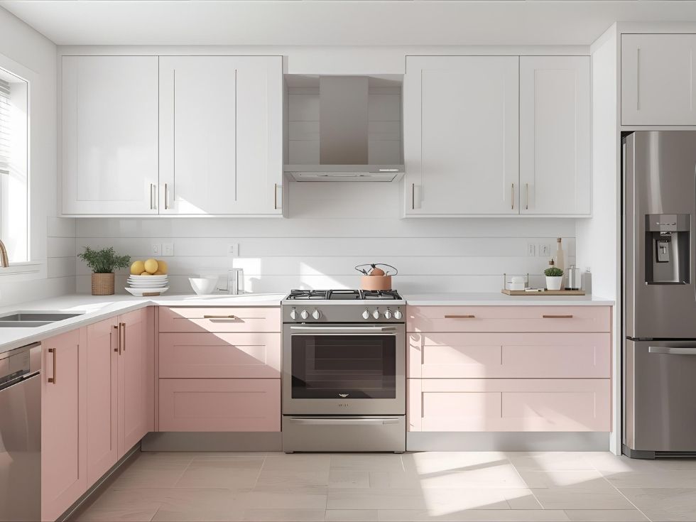 Modern pink and white kitchen - Beautiful Homes