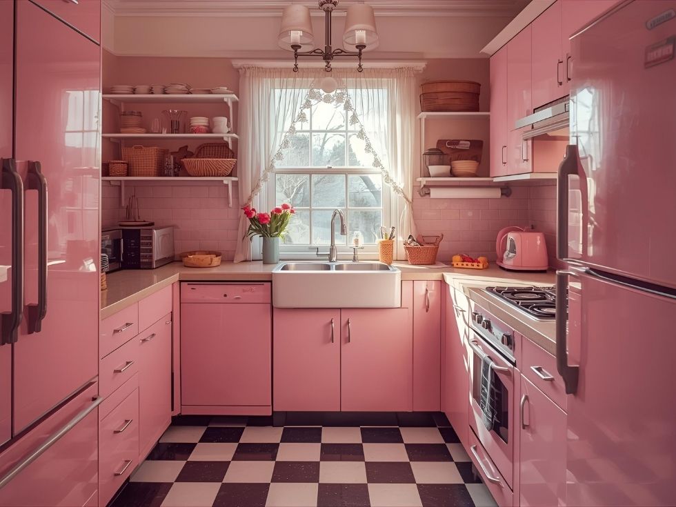 Modern pink kitchen countertops - Beautiful Homes