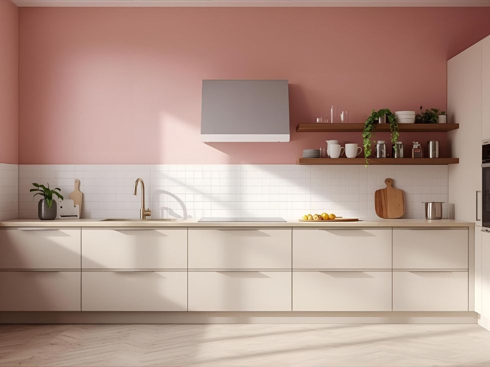 Contemporary pink kitchen cupboards - Beautiful Homes