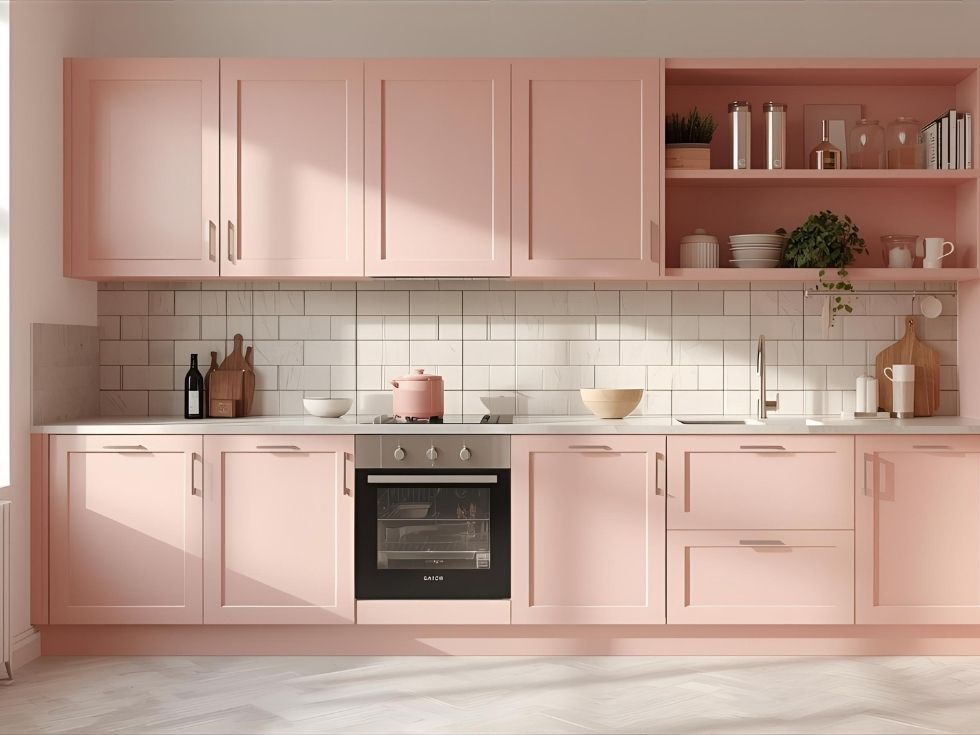 Modern pink kitchen cupboards - Beautiful Homes