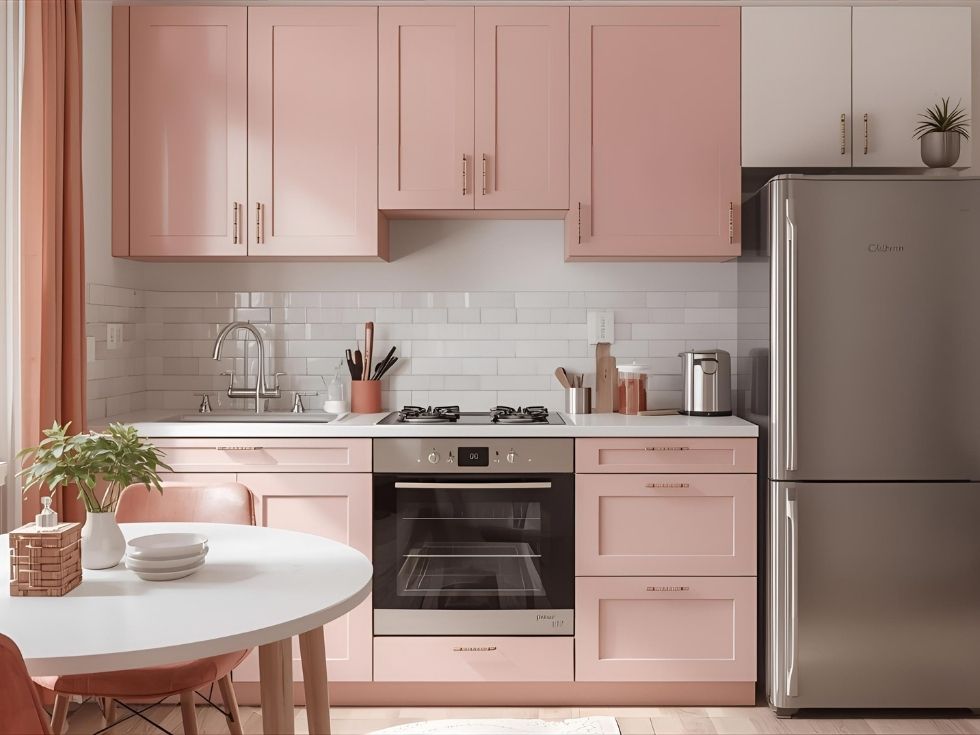Modern small pink kitchen - Beautiful Homes