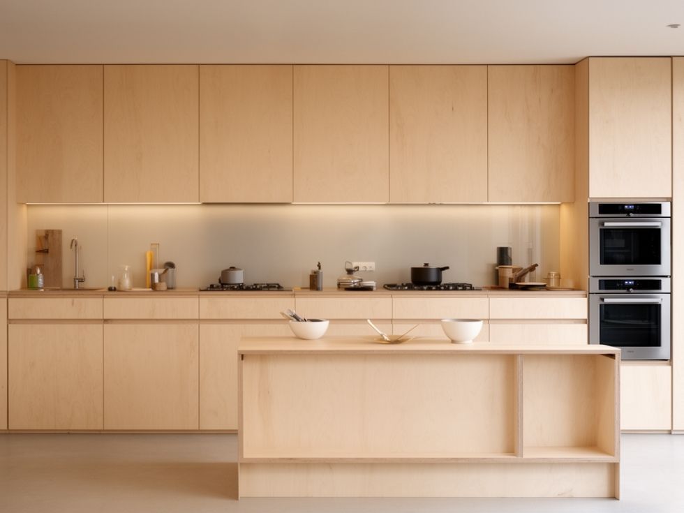 Minimalist modular kitchen design with plywood - Beautiful Homes
