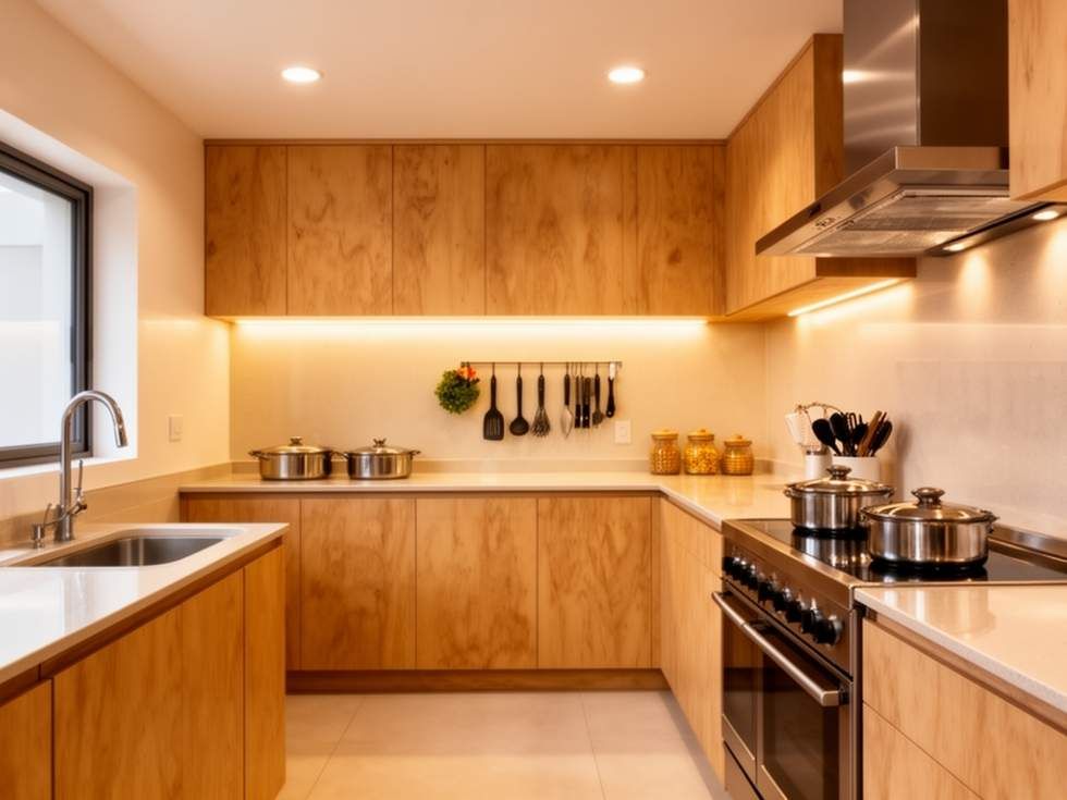 Contemporary modular kitchen design with plywood - Beautiful Homes