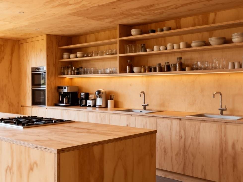 Open modular kitchen design with plywood - Beautiful Homes