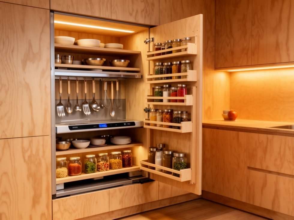 Modular kitchen design with plywood organisation - Beautiful Homes
