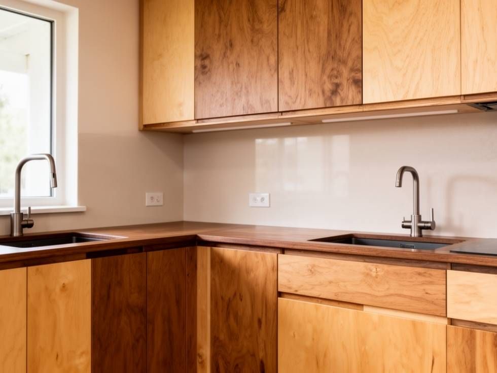 Two tone modular kitchen design with plywood - Beautiful Homes
