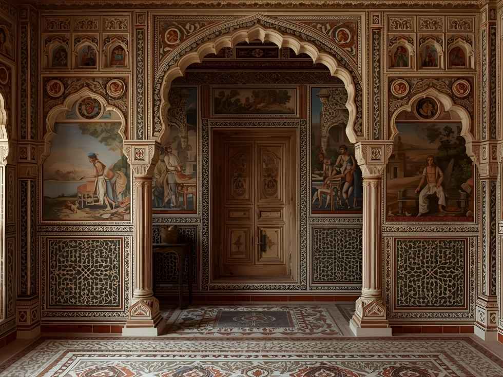 Modern rajasthani interior design with mural walls - Beautiful Homes