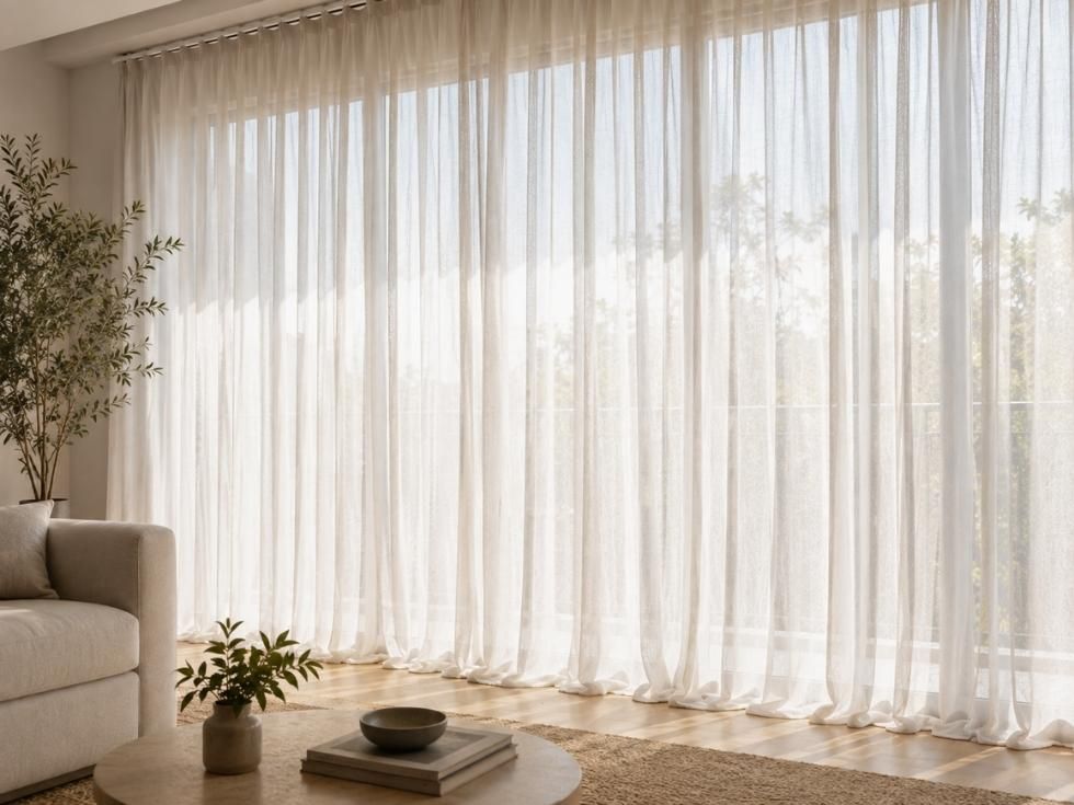 Contemporary sheer curtains for living room design - Beautiful Homes