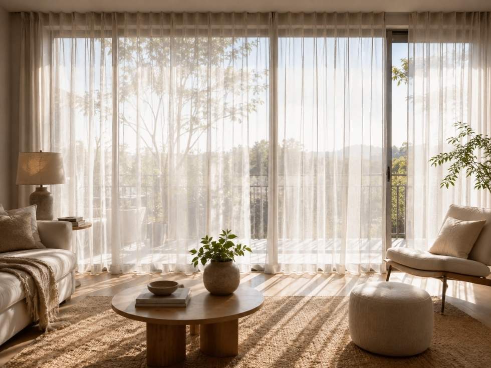 Contemporary sheer curtains for living room - Beautiful Homes