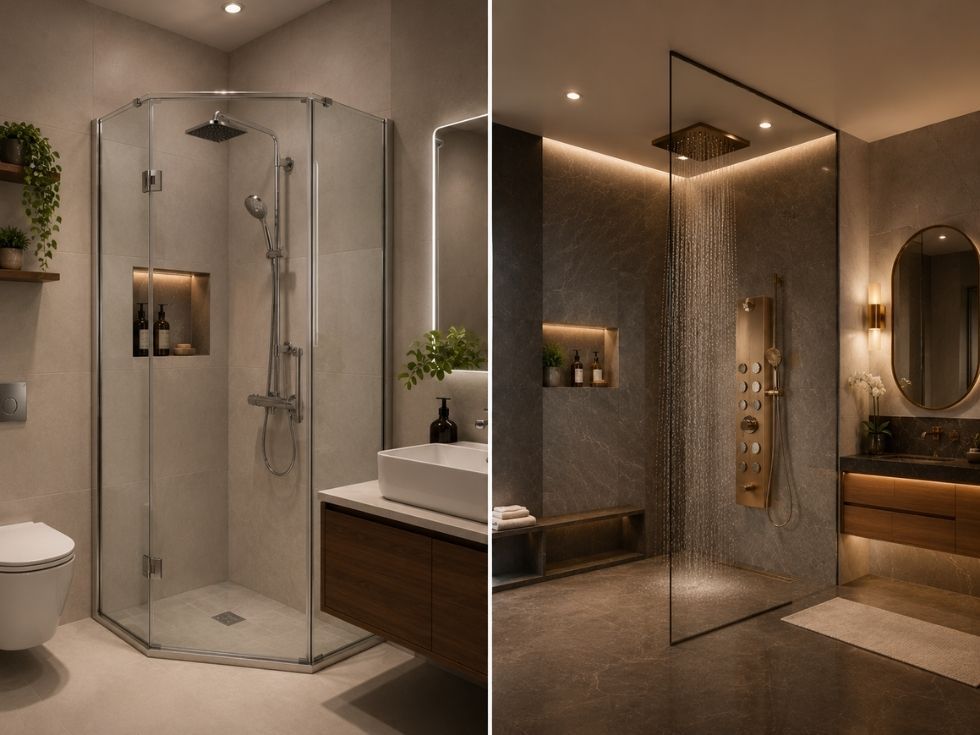 Contemporary bathroom shower enclosed design - Beautiful Homes