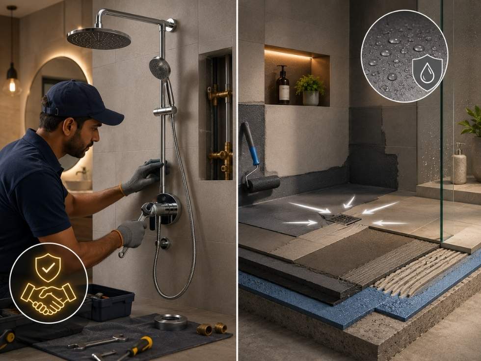 Contemporary bathroom shower installation - Beautiful Homes