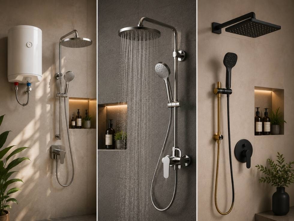 Contemporary bathroom shower system finish - Beautiful Homes