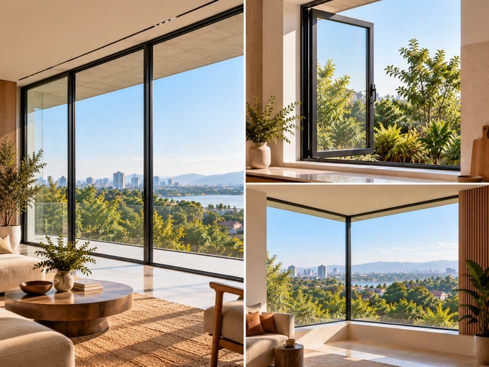 Slim-frame sliding, casement, and corner windows in modern homes - Beautiful Homes