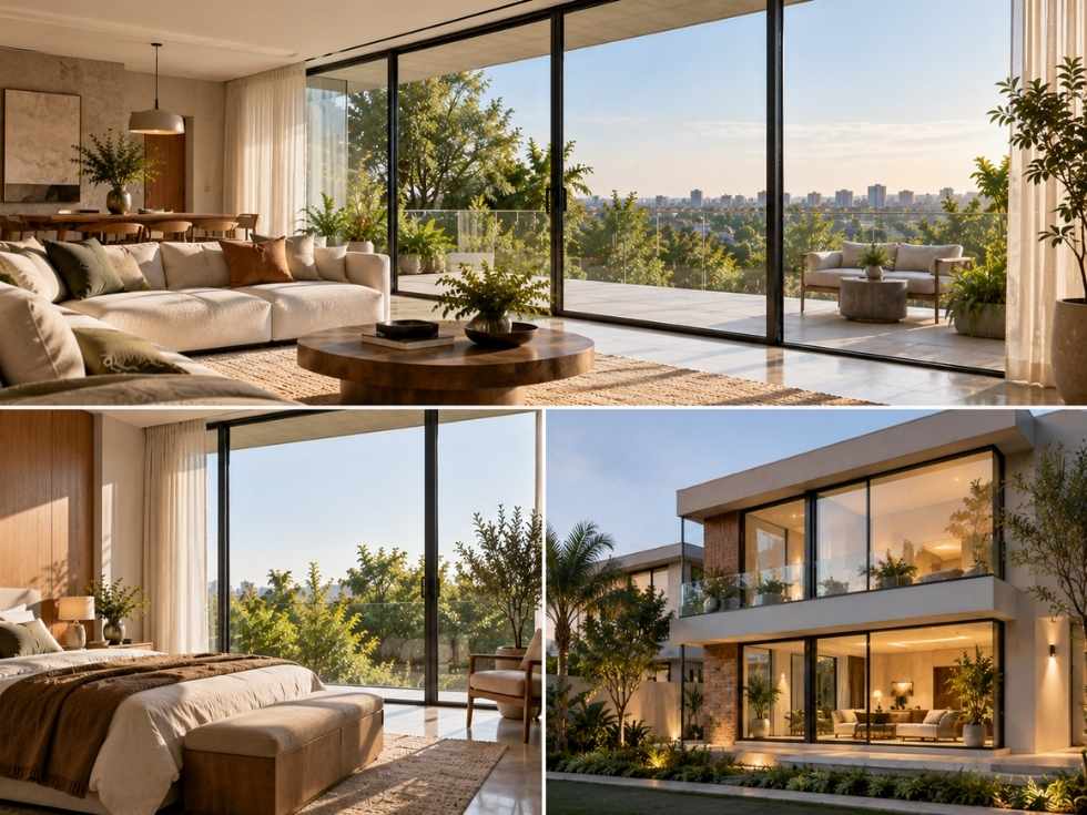 Slim frame windows in modern living rooms, bedrooms and contemporary home exteriors - Beautiful Homes