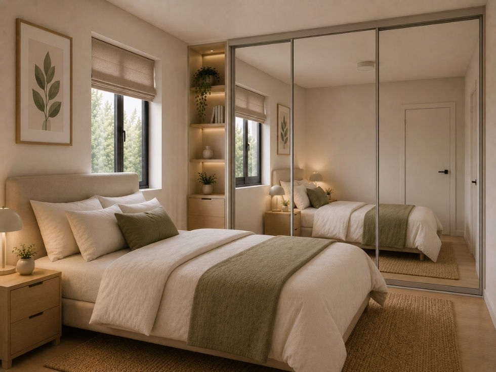 Contemporary smart bedroom sliding wardrobe design - Beautiful Homes