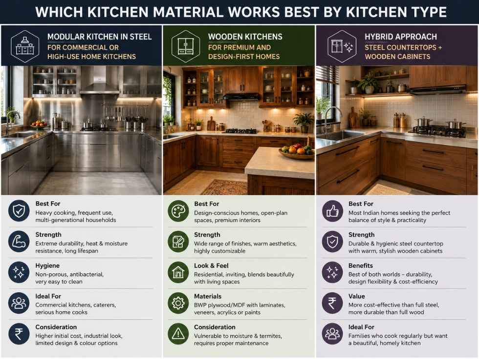 Contemporary stainless steel modular kitchen design - Beautiful Homes