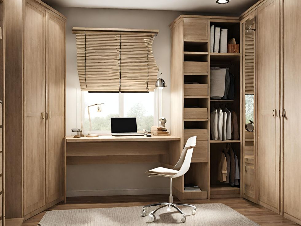 Wardrobe With Study Table Design Ideas - Beautiful Homes