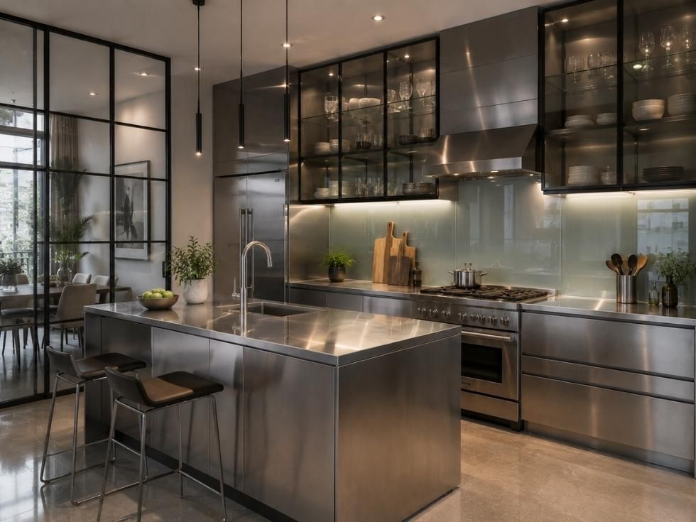 Contemporary glass stainless steel kitchen design - Beautiful Homes