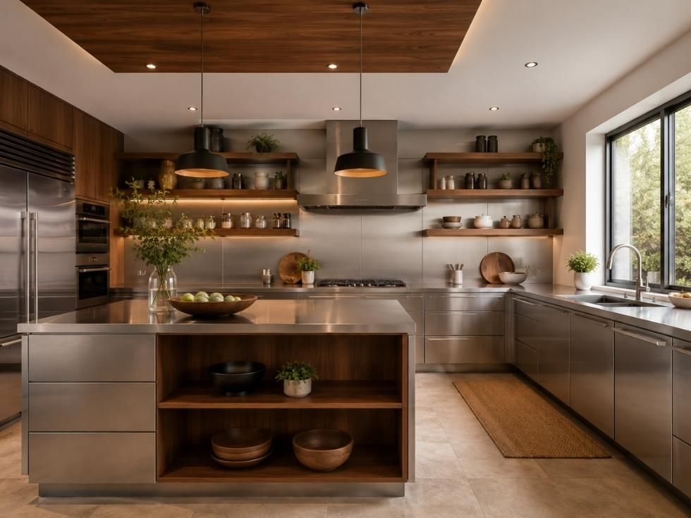 Contemporary stainless steel kitchen design - Beautiful Homes