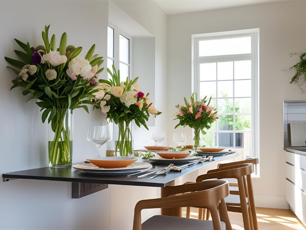 Wall mounted dining table design for your home - Beautiful Homes