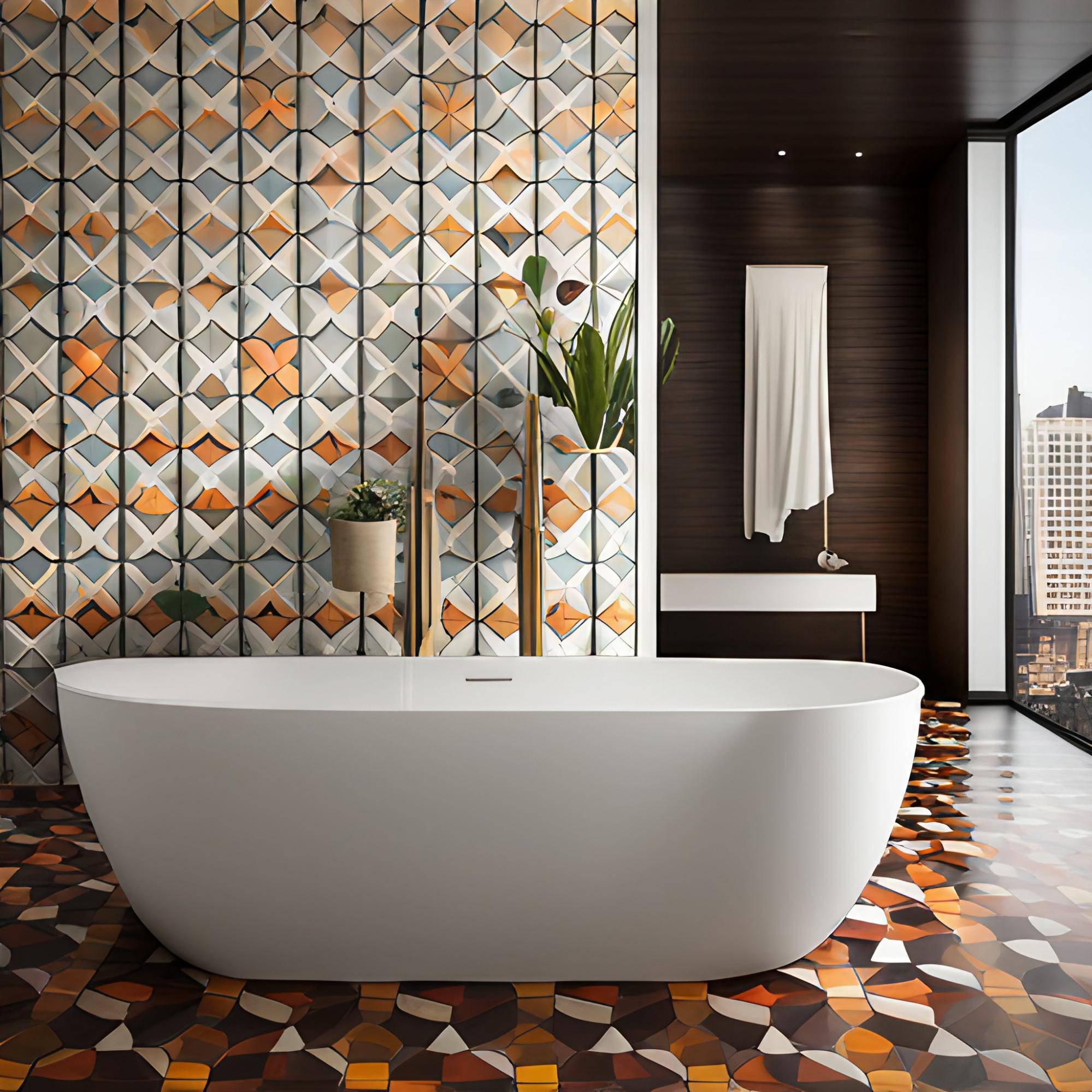 Tile sticker design in the bathroom interiors - Beautiful Homes