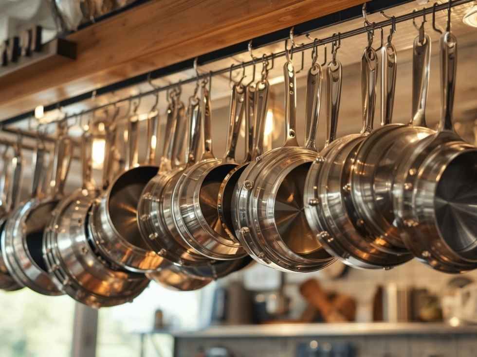 Contemporary ceiling-mount kitchen shelves and racks - Beautiful Homes