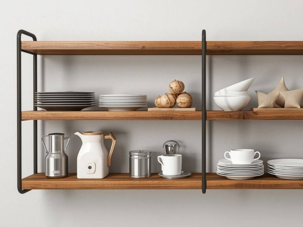 Contemporary colour ideas for kitchen shelves and racks - Beautiful Homes