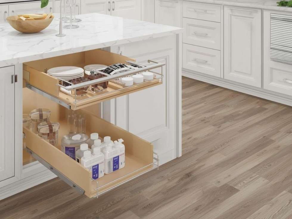 Contemporary pull-out kitchen shelves and racks - Beautiful Homes