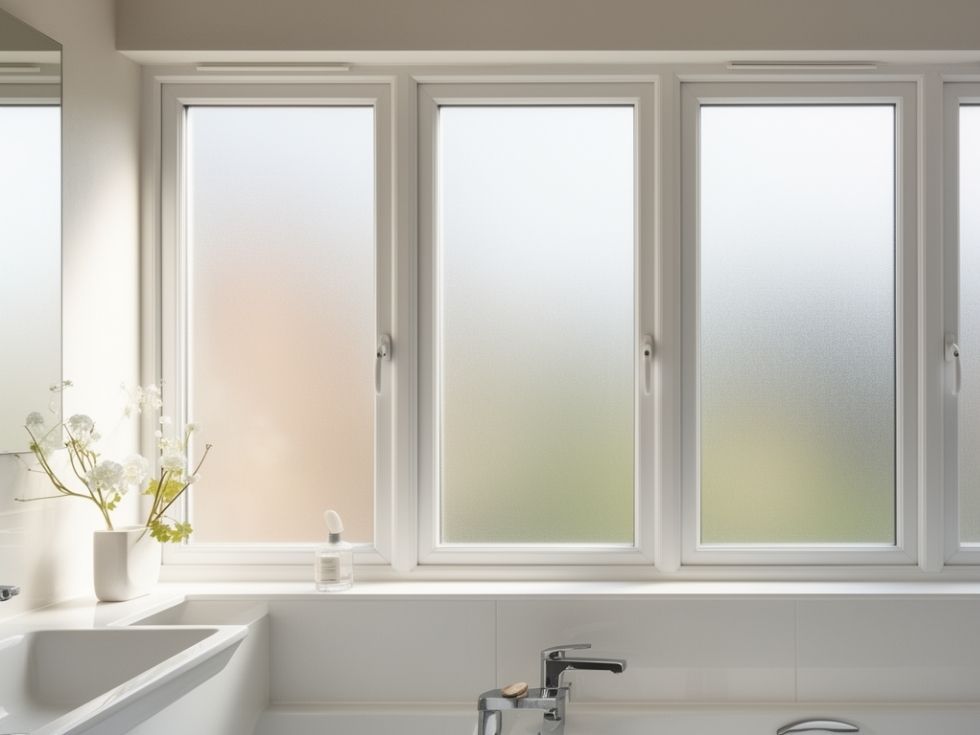 Contemporary fixed frosted uPVC bathroom window design - Beautiful Homes