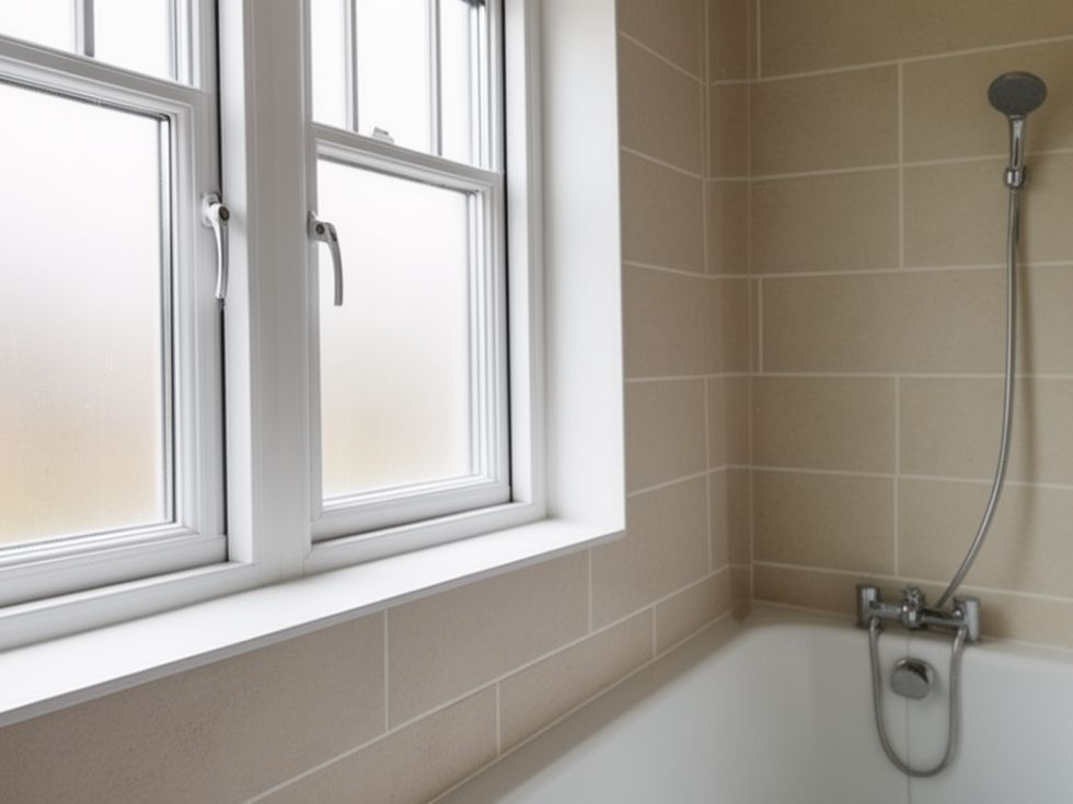 Contemporary large uPVC bathroom window design - Beautiful Homes