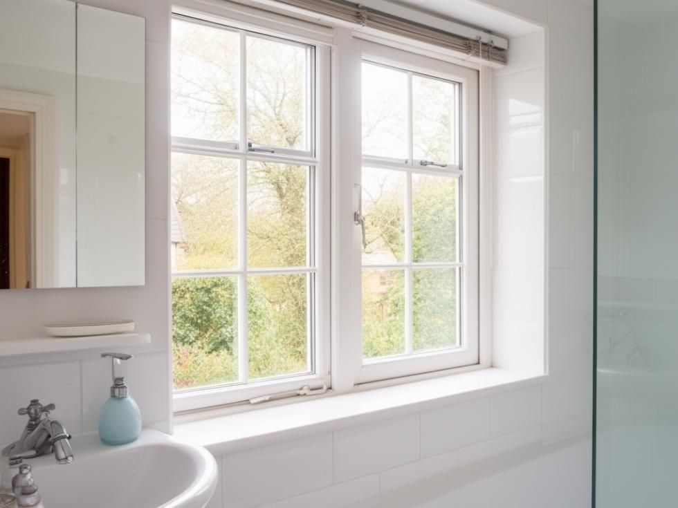 Contemporary white uPVC bathroom window design - Beautiful Homes