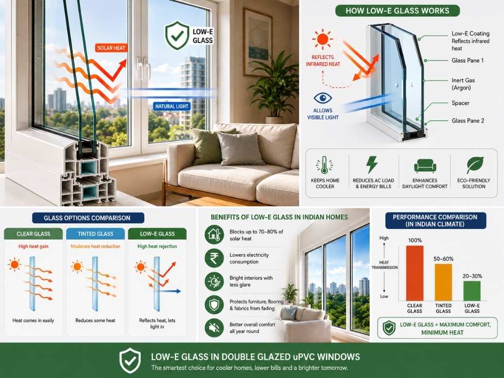 Contemporary uPVC windows with grill - Beautiful Homes