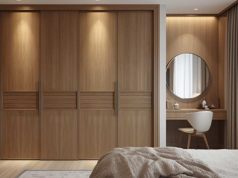 Contemporary four door wardrobe with dressing table - Beautiful Homes
