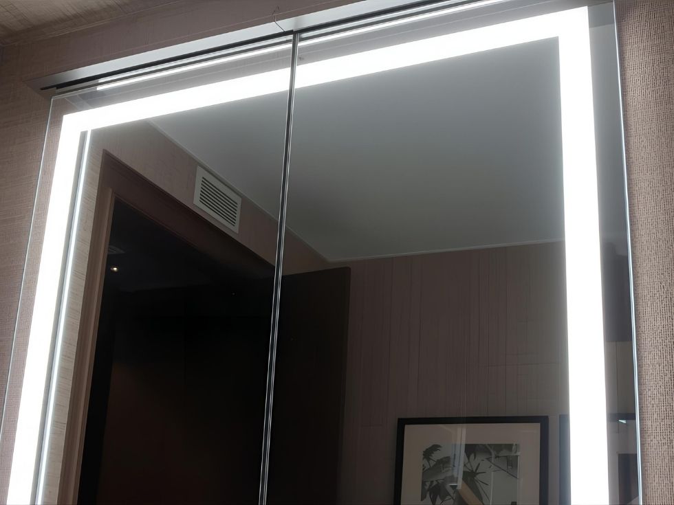 Backlit mirror wardrobe design - Beautiful Homes