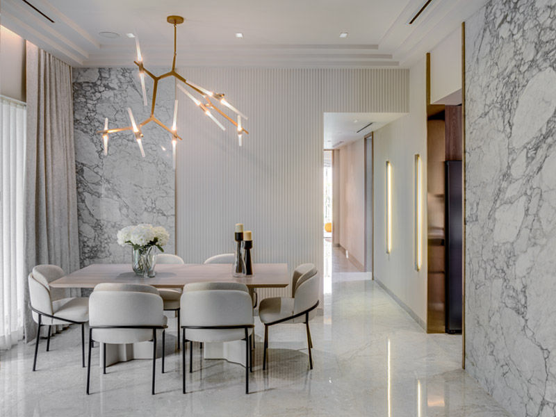 Dining Area Décor with White Marble - Beautiful Homes