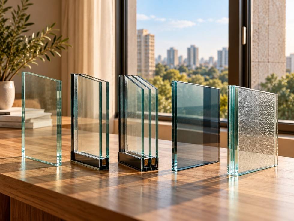 Different types and configurations of window glass displayed side by side - Beautiful Homes