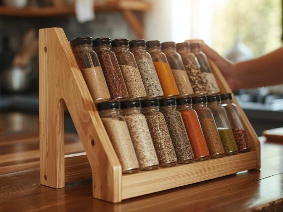 Contemporary freestanding wooden kitchen rack design - Beautiful Homes