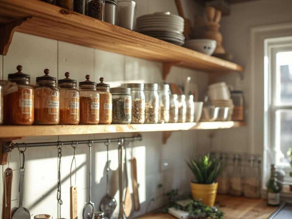 Contemporary kitchen rack wooden design - Beautiful Homes
