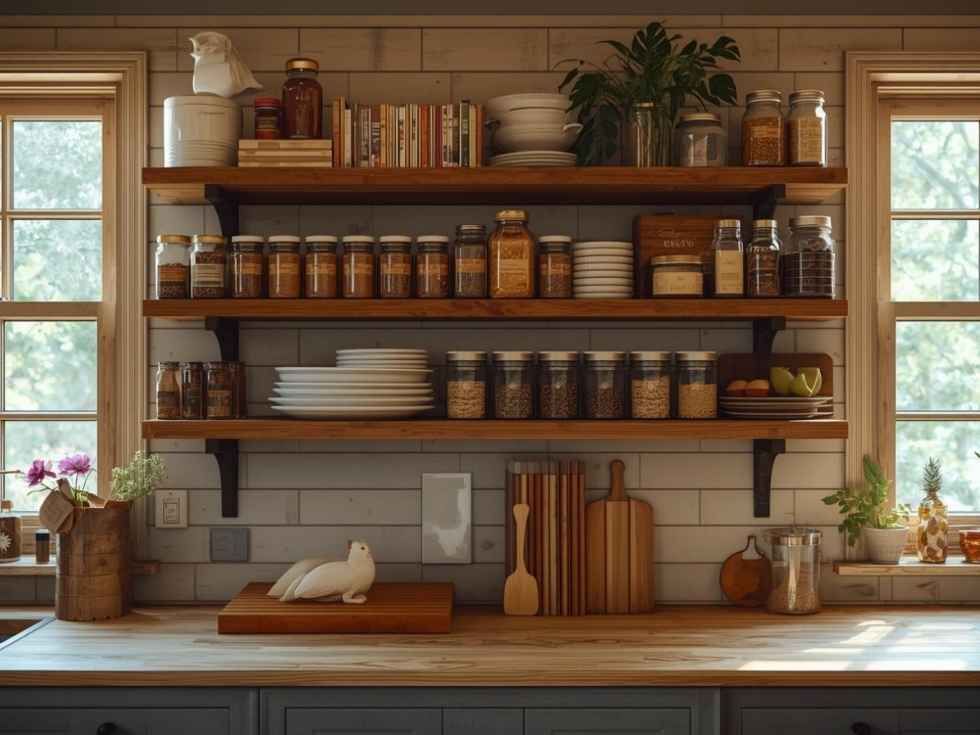Contemporary wooden kitchen rack design for modular kitchen design - Beautiful Homes