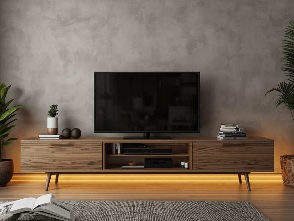 Contemporary floor standing wooden TV unit design - Beautiful Homes