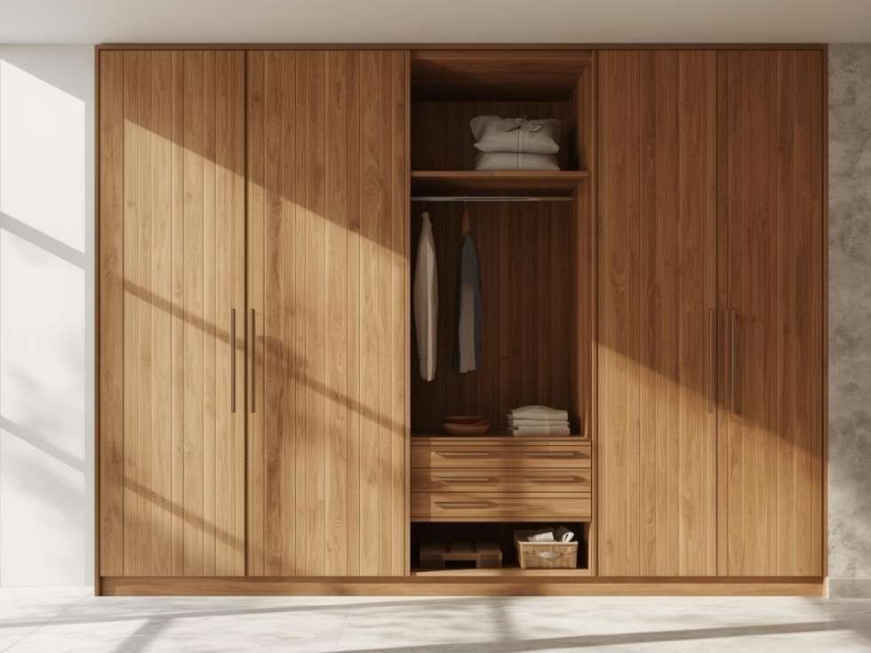 Contemporary wooden modular wardrobe cost per sqft - Beautiful Homes